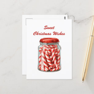 Carte Postale aquarelle chocolat de Noël menthe bonbon ajouter d