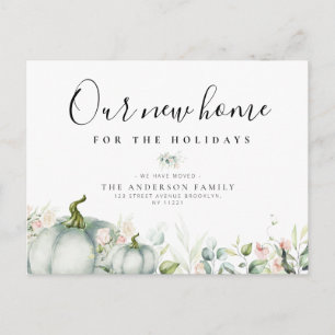 Carte Postale aquarelle citrouille vacances en mouvement fleuri 