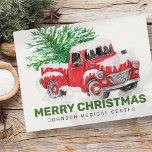 Carte Postale Aquarelle classique Rouge Camion Noël<br><div class="desc">Camion d'aquarelle rouge avec pin de Noël. Design classique de Noël. Ajoutez le logo de votre entreprise. Cette carte est spécifiquement pour la pratique Médicale d'envoyer des clients pour les vacances. Disponible ici : http://www.zazzle.com/selectpartysupplies</div>