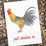 Carte Postale Aquarelle colorée de poulet amusant<br><div class="desc">Profitez de ce poulet fantaisiste sur cette carte amusante. Vous pouvez toujours modifier ou ajouter votre propre texte. Faites-moi savoir si vous voulez quelque chose fait sur mesure. Si vous l'achetez,  merci ! N'oubliez pas de partager une photo sur Instagram de celle-ci en action et de m'étiqueter @shoshannahscribbles :)</div>