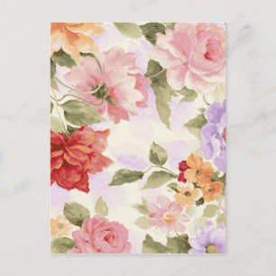 Carte Postale Aquarelle colorée Fleurs de pivoine