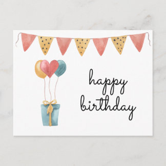 Carte Postale Aquarelle Colorée Joyeux Anniversaire 