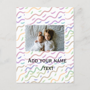 Carte Postale Aquarelle colorée spirale motif ajouter nom photo