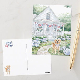 Carte Postale Aquarelle Cottage de Campagne Americana Joyeux 14