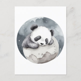 Carte Postale Aquarelle couchée mignonne Panda bébé