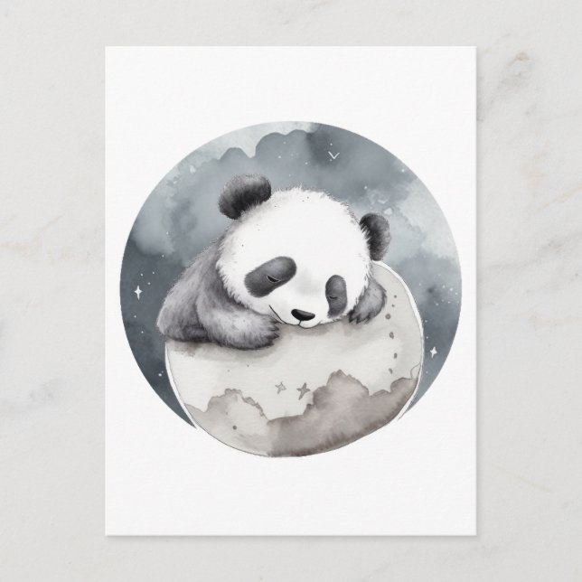 Carte Postale Aquarelle couchée mignonne Panda bébé (Devant)