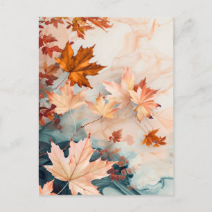 Carte Postale Aquarelle couleur pastel Illustration de Feuille