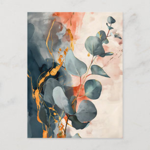 Carte Postale Aquarelle couleur pastel Illustration de Feuille