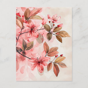 Carte Postale Aquarelle couleur pastel Illustration de Feuille