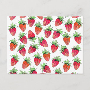 Carte Postale Aquarelle couleur vive Fruits fraises
