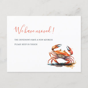 Carte Postale Aquarelle Crabe Orange Nouvelle Maison Annonce de