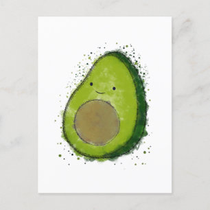 Carte Postale Aquarelle Cute Avocado