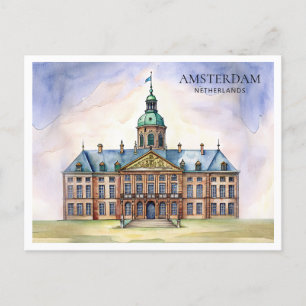 Carte postale aquarelle d'Amsterdam