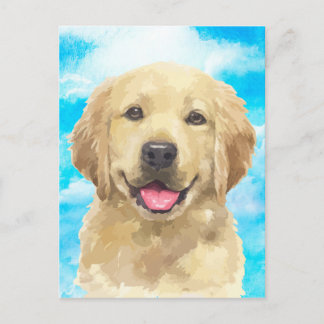 Carte Postale Aquarelle d'animal animal de chien Golden Retrieve