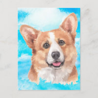 Aquarelle d'animal familier de chien de corgi de