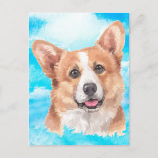 Carte Postale Aquarelle d'animal familier de chien de corgi de