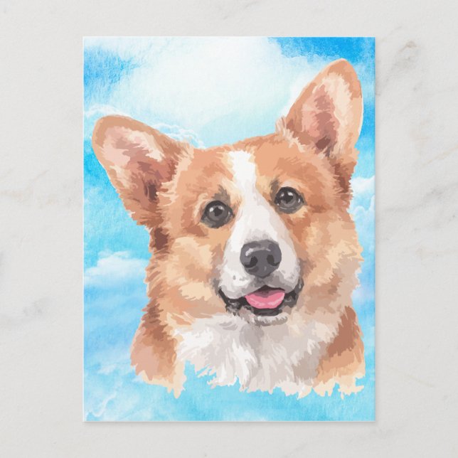 Carte Postale Aquarelle d'animal familier de chien de corgi de (Devant)