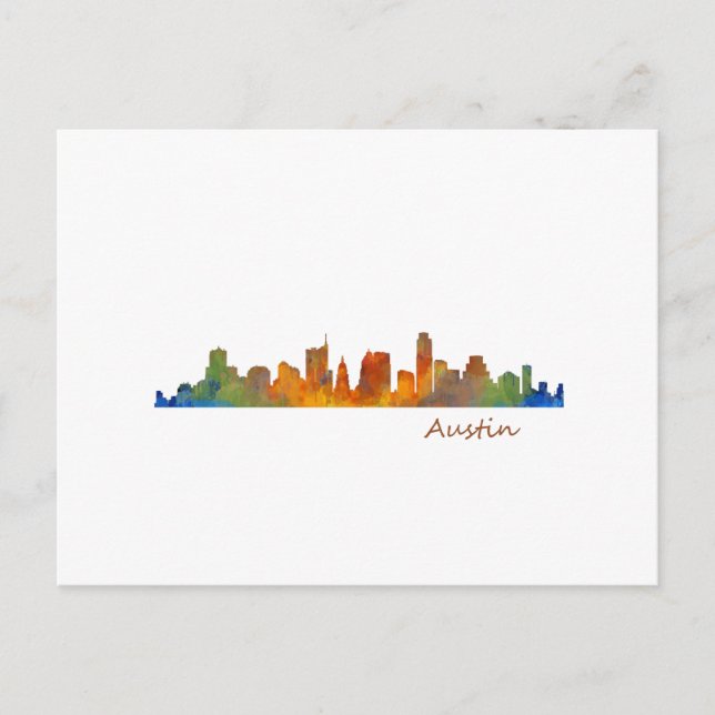 Carte Postale Aquarelle d'Austin Texas v1 (Devant)