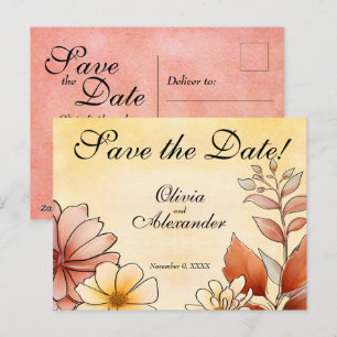 Carte Postale Aquarelle d'automne Terracotta florale Enregistrer