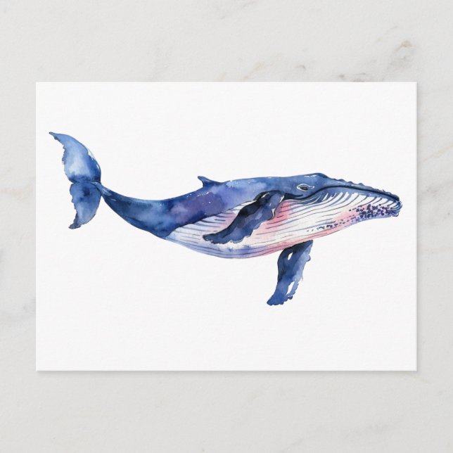 Carte Postale Aquarelle de baleine (Devant)