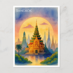 Carte postale aquarelle de Bangkok Thaïlande 