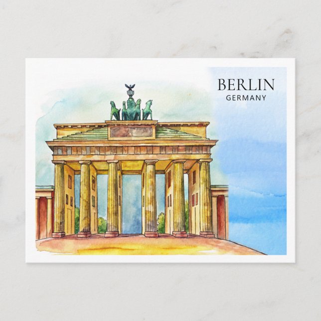 Carte postale aquarelle de Berlin Allemagne | Souv (Devant)