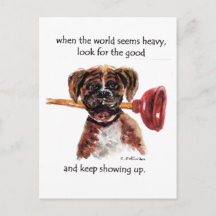 Carte Postale aquarelle de Boxer & message inspirant