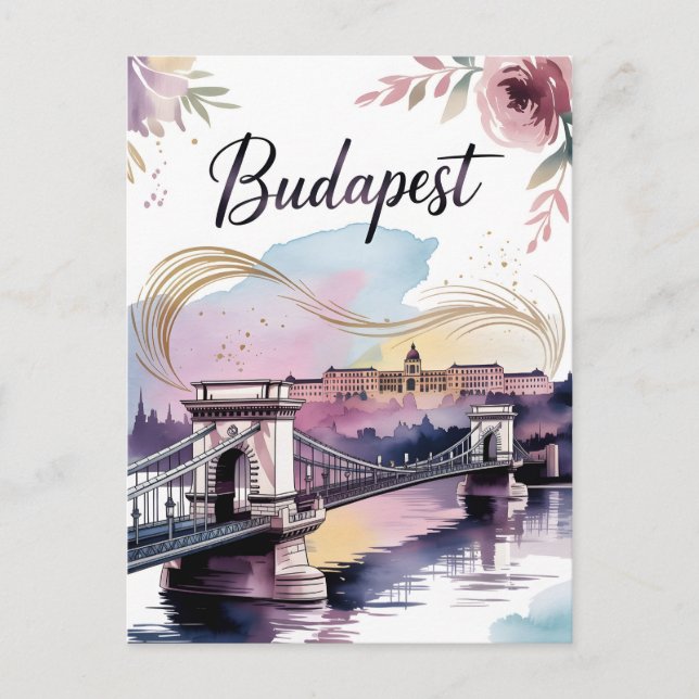 Carte Postale Aquarelle de Budapest (Devant)