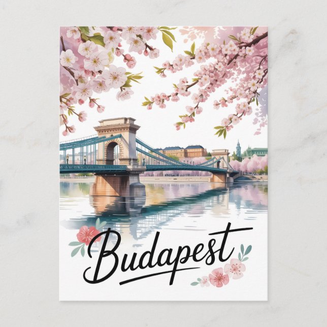 Carte Postale Aquarelle de Budapest (Devant)