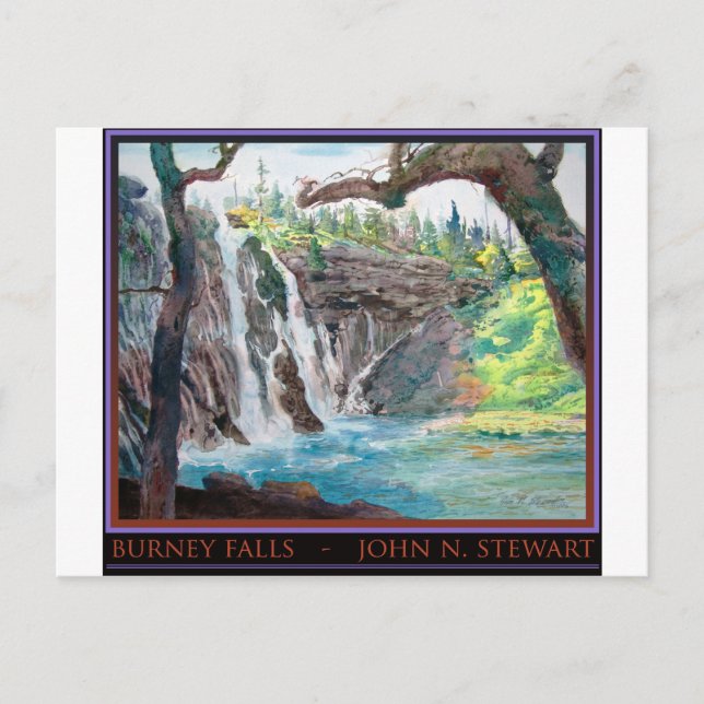 Carte Postale Aquarelle de Burney Falls (Devant)
