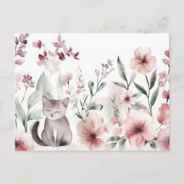 Carte postale aquarelle de chat  (Devant)
