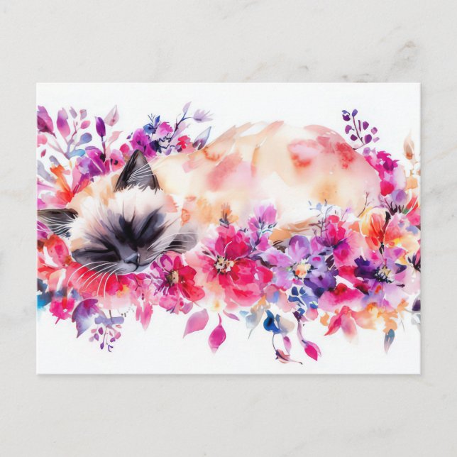Carte postale aquarelle de chat  (Devant)