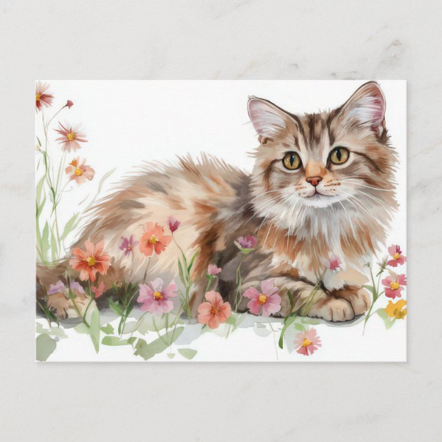 Carte postale aquarelle de chat  (Devant)
