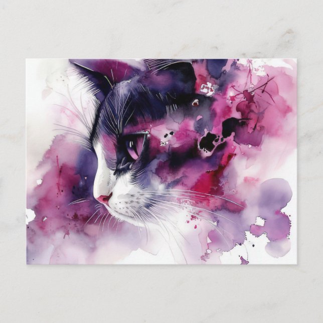 Carte postale aquarelle de chat  (Devant)