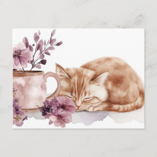 Carte postale aquarelle de chat  (Devant)
