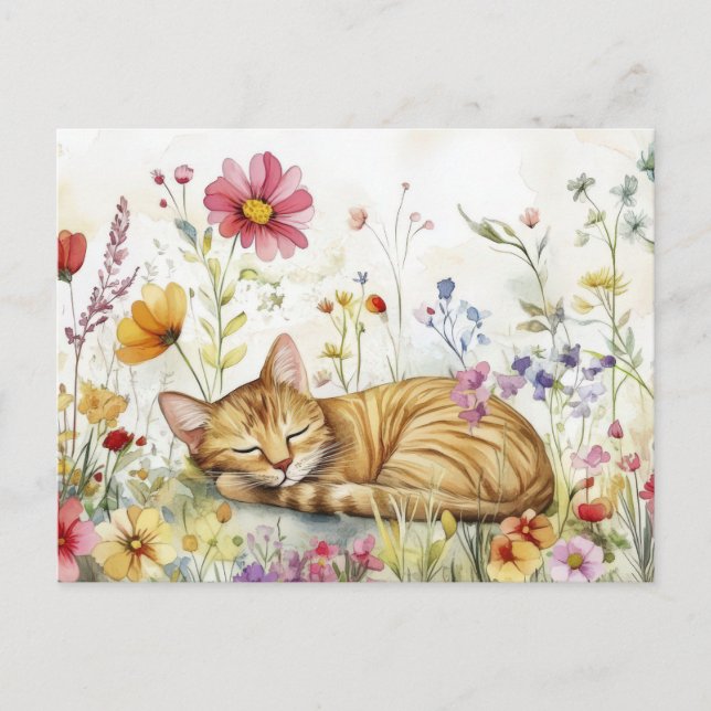 Carte postale aquarelle de chat  (Devant)