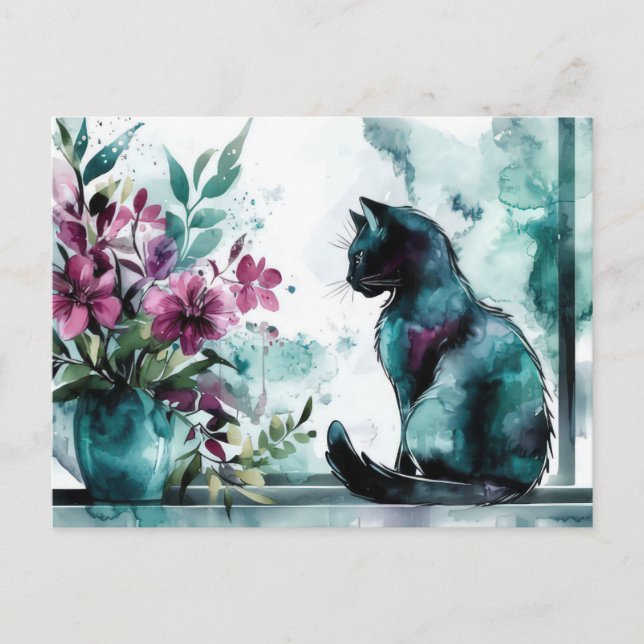 Carte postale aquarelle de chat  (Devant)