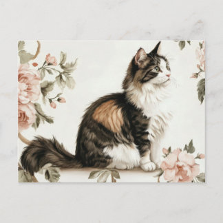 Carte postale aquarelle de chat