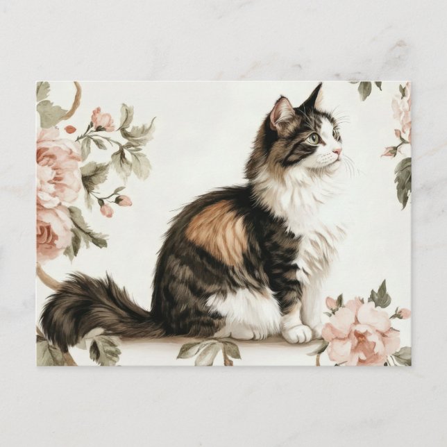 Carte postale aquarelle de chat  (Devant)