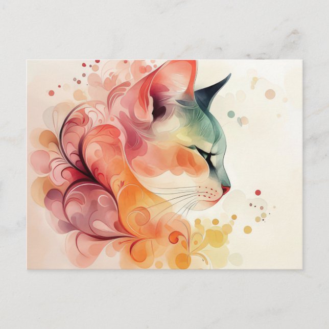 Carte postale aquarelle de chat  (Devant)