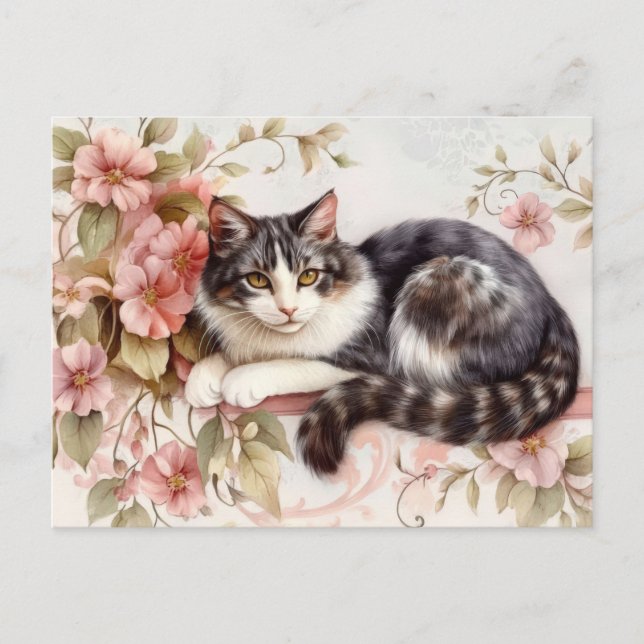 Carte postale aquarelle de chat  (Devant)