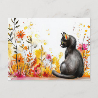 Carte postale aquarelle de chat
