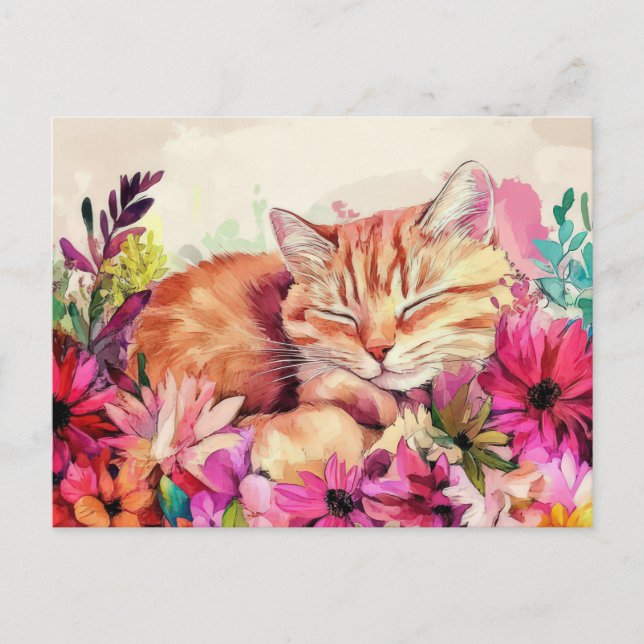 Carte postale aquarelle de chat  (Devant)