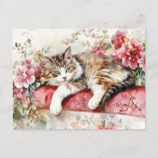 Carte postale aquarelle de chat