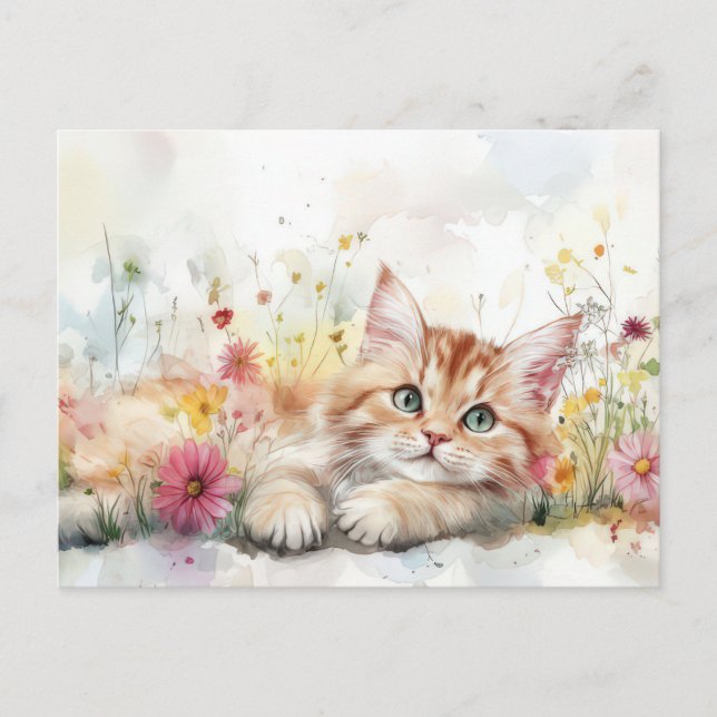 Carte postale aquarelle de chat  (Devant)