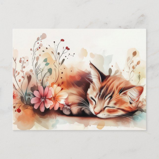Carte postale aquarelle de chat  (Devant)