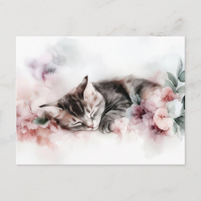 Carte postale aquarelle de chat  (Devant)