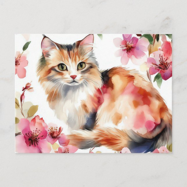 Carte postale aquarelle de chat  (Devant)