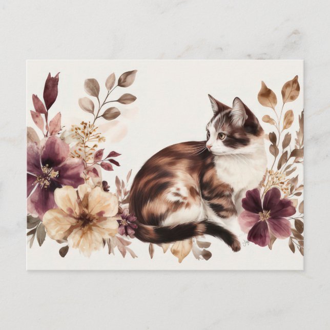 Carte postale aquarelle de chat  (Devant)