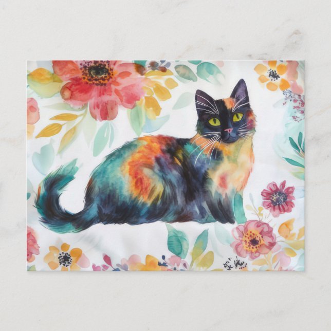 Carte postale aquarelle de chat  (Devant)